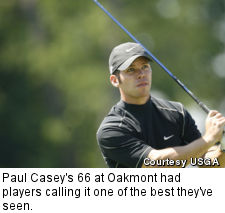 Paul Casey's 66 at Oakmont had players calling it one of the best they've seen.