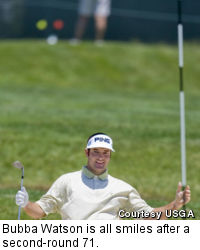 Bubba Watson is all smiles after a second-round 71.