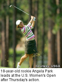 18-year-old rookie Angela Park leads at the U.S. Women's Open after Thursday's action.