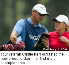 Tour veteran Cristie Kerr outlasted the new breed to claim her first major championship.
