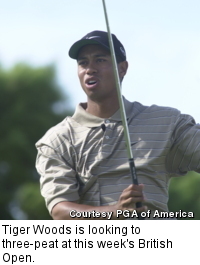 Tiger Woods is looking to three-peat at this week's British Open.