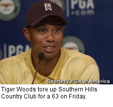 Tiger Woods tore up Southern Hills Country Club for a 63 on Friday.
