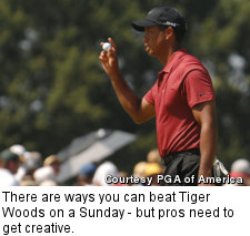There are ways you can beat Tiger Woods on a Sunday - but pros need to get creative.