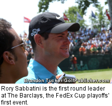 Rory Sabbatini is the first round leader at The Barclays, the FedEx Cup playoffs' first event.