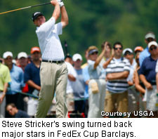 Steve Stricker's swing turned back major stars in FedEx Cup Barclays.