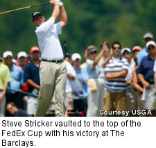 Steve Stricker vaulted to the top of the FedEx Cup with his victory at The Barclays.