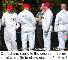 Canadians came to the course in some creative outfits to show support for Mike Weir, who will face-off against Tiger Woods Sunday.