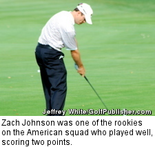 Zach Johnson was one of the rookies on the American squad who played well, scoring two points.