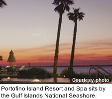 Portofino Island Resort and Spa sits by the Gulf Islands National Seashore.