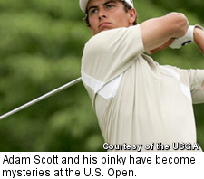 Adam Scott and his pinky have become mysteries at the U.S. Open.