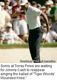 Some at Torrey Pines are waiting for Johnny Cash to reappear singing the ballad of "Tiger Woods' Wounded Knee."