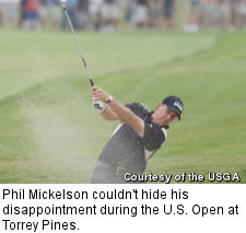 Phil Mickelson couldn't hide his disappointment during the U.S. Open at Torrey Pines.