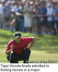Tiger Woods finally admitted to feeling nerves in a major.