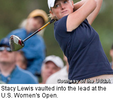 Stacy Lewis vaulted into the lead at the U.S. Women's Open.