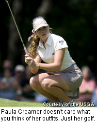 Paula Creamer doesn't care what you think of her outfits. Just her golf.