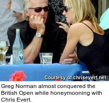 Greg Norman almost conquered the British Open while honeymooning with Chris Evert.
