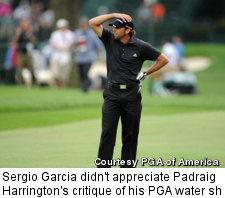 Sergio Garcia didn't appreciate Padraig Harrington's critique of his PGA water shot.