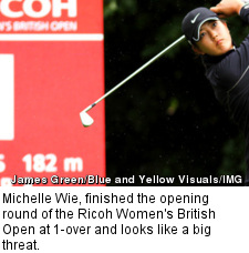 Michelle Wie, finished the opening round of the Ricoh Women's British Open at 1-over and looks like a big threat.