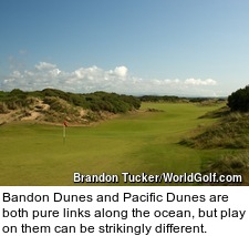 Bandon Dunes and Pacific Dunes are both pure links along the ocean, but play on them can be strikingly different.