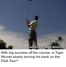 With big success off the course, is Tiger Woods slowly turning his back on the PGA Tour?
