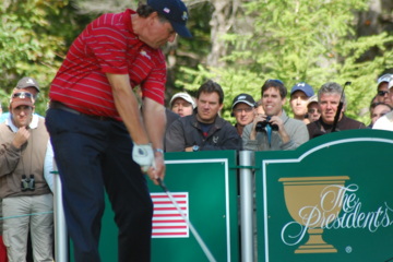 Phil Mickelson Tees Off
